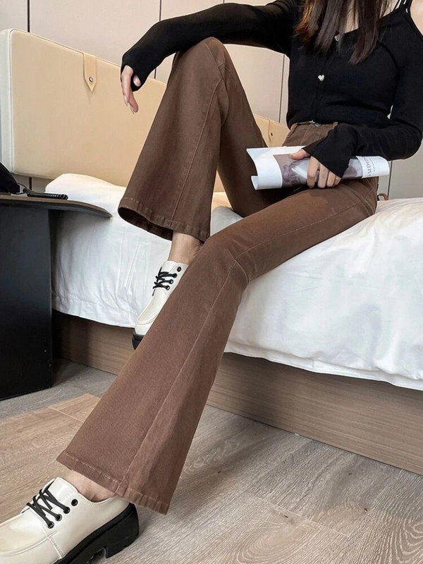 Blugi Flare Femei Pur șic Moda de primăvară Eleganti Timp liber Birou Damă Coreeană All-match 2023 Nou Sosire Slim Lungime Întreaga Simplu