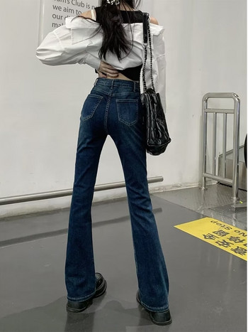 Zipper Art Harajuku Ευέλικτο ανοιξιάτικο τζιν παντελόνι Dark Wash Μοντέρνο γυναικείο ίσιο παντελόνι με σωλήνα Νέο Lazy γυναικείο τζιν