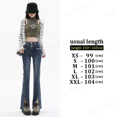 Flare Jeans Ženske hlače visokog struka Y2k pamuk Slim Fit Udobne traperice Ženske podijeljene hlače Elastične modne traper hlače