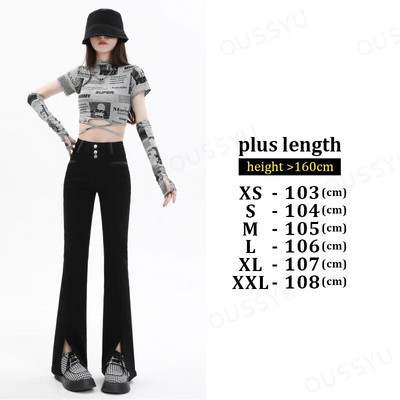 Flare Jeans Ženske hlače visokog struka Y2k pamuk Slim Fit Udobne traperice Ženske podijeljene hlače Elastične modne traper hlače