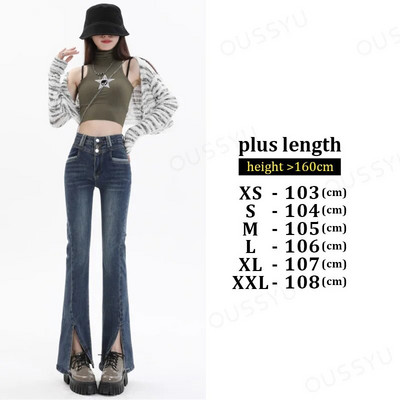 Flare Jeans Ženske hlače visokog struka Y2k pamuk Slim Fit Udobne traperice Ženske podijeljene hlače Elastične modne traper hlače