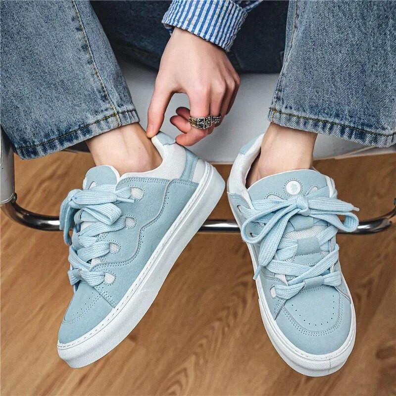 Vanjske muške vulkanizirane cipele za hodanje Ženske tenisice za trčanje od umjetne antilop kože Ležerne nove modne čipkane sportske tenisice Lagane