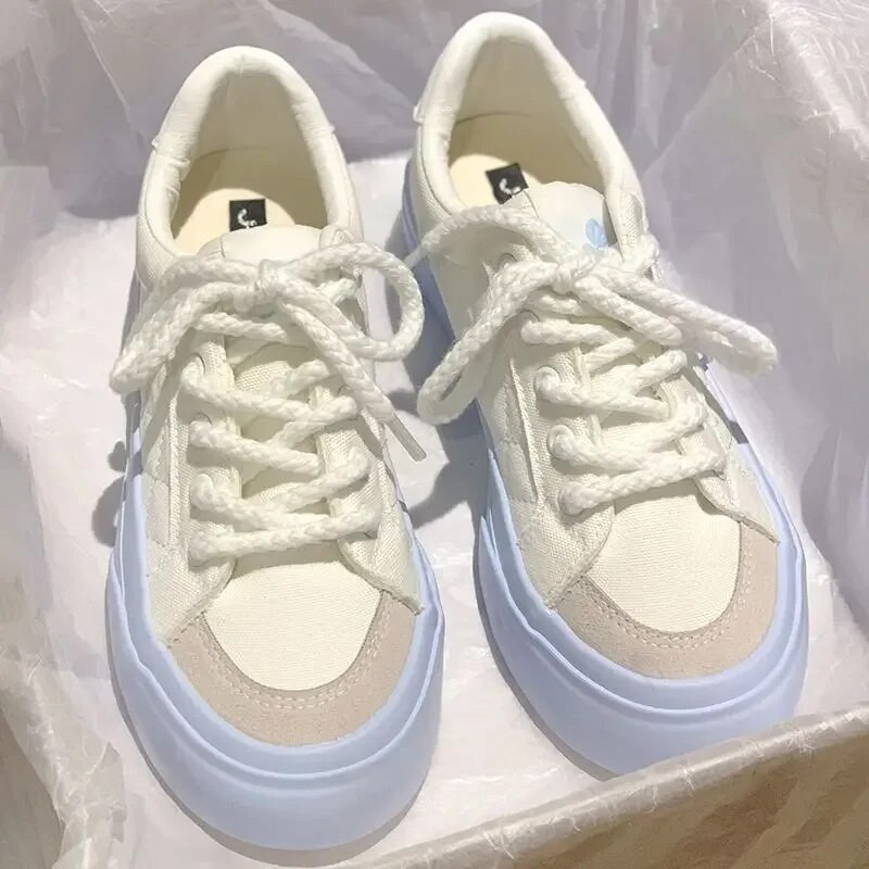 Pantofi de pânză pentru femei 2023, primăvară, vară, cu platformă, respirabil, stil sport, ocazional, pantofi cu șireturi pentru femei