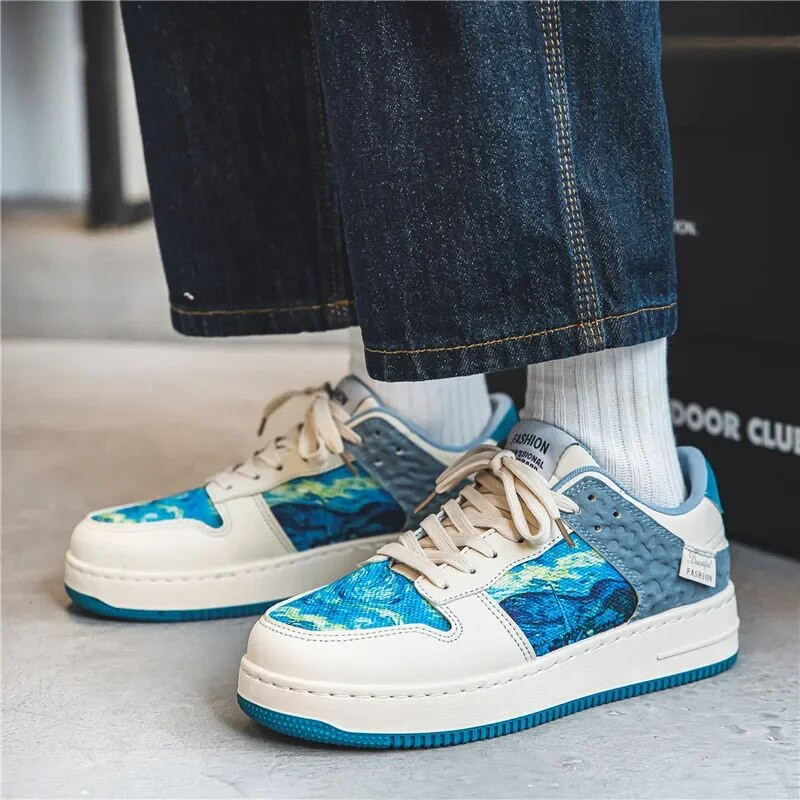 Nauji vyriški keturių sezonų odiniai kvėpuojantys batai korėjietiška versija storu padu studentų judėjimo batai Universalūs laisvalaikio batai