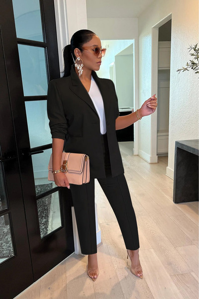 Set de două piese elegant de modă de toamnă pentru femei, dame de birou, pantaloni scurți, blazer subțire, set de două piese pentru femei