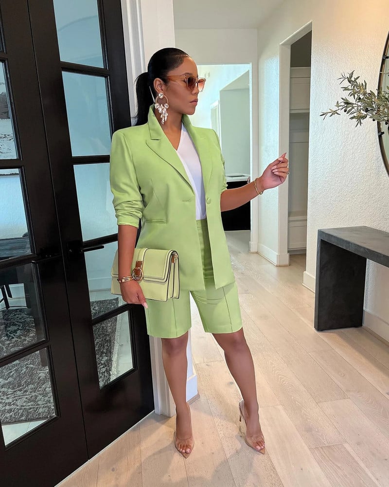 Jesenski modni elegantni dvodijelni set ženskih uredskih ženskih jednobojnih uskih kratkih sakoa dvodijelni set ženskih