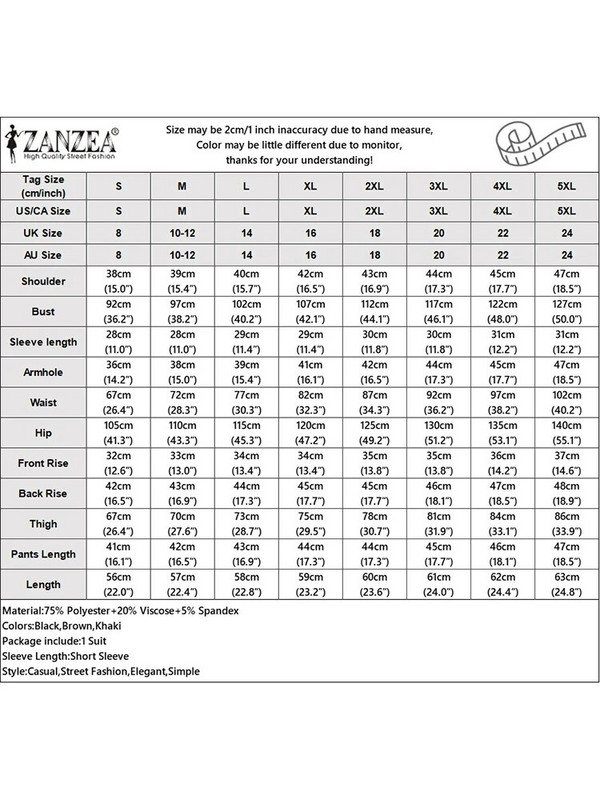 ZANZEA Seturi de blaze de vară Bluză cu mânecă scurtă pentru femei Paltoane solide Cauzal Seturi scurte libere Seturi de asortare la costum de lucru elegant pentru damă