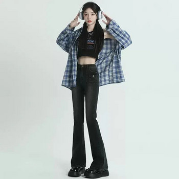 Winter Vintage Flare Jeans Γυναικεία Streetwear Ψηλόμεση Chic Casual Y2K τζιν παντελόνι Γυναικείο κορεάτικο στιλ παντελόνι Harajuku Slim