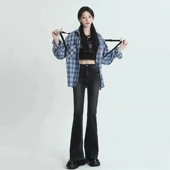 Winter Vintage Flare Jeans Γυναικεία Streetwear Ψηλόμεση Chic Casual Y2K τζιν παντελόνι Γυναικείο κορεάτικο στιλ παντελόνι Harajuku Slim