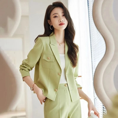 Blazer elegant de calitate superioară Seturi 2 piese Primăvara toamnă Ținute șic pentru femei New Office Slim Formal Dreaptă Costume dama Ol Conjuntos