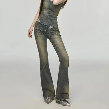 2023 Vintage Skinny Low Waist Flare Jeans Γυναικεία Acid Washes Slim Fit Stretch Boot Cut Παντελόνι τζιν ολόσωμο στενό παντελόνι