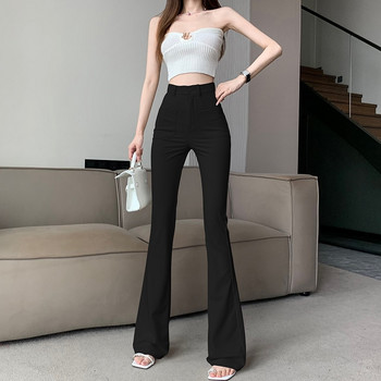 Μαύρο παντελόνι Flare για Γυναικεία Παντελόνια Κορεάτικο στυλ Casual Office Lady Γυναικεία ψηλόμεση παντελόνι με καμπάνα
