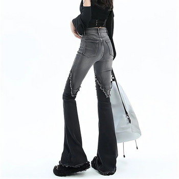 Streetwear Y2k Jeans Γυναικεία 90s Vintage Grunge Punk Κορεατικής μόδας Ψηλόμεσο τζιν παντελόνι με φαρδύ μαύρο παντελόνι