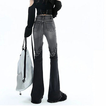 Streetwear Y2k Jeans Γυναικεία 90s Vintage Grunge Punk Κορεατικής μόδας Ψηλόμεσο τζιν παντελόνι με φαρδύ μαύρο παντελόνι