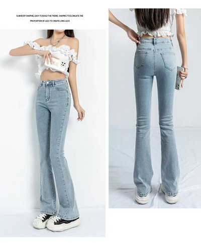 ZOENOVA fekete szürke elasztikus női nadrág flare farmer cipzáras farmer Egyszerű egyenes nadrág női 2022 koreai divat Demim Jean