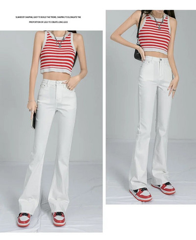 ZOENOVA fekete szürke elasztikus női nadrág flare farmer cipzáras farmer Egyszerű egyenes nadrág női 2022 koreai divat Demim Jean