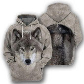 Animale Wolf/Raccoon Hanorace pentru bărbați Grafic 3D în față și în spate Pulovere Topuri Hanorace casual Harajuku Îmbrăcăminte pentru bărbați