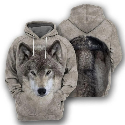 Animals Wolf/Raccoon Men Hoodies 3D Graphic Front and Back Hoodies Pullover Tops Casual Sweatshirts Harajuku Men Clothing