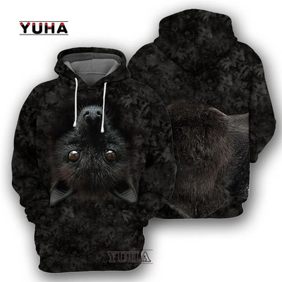 Animale Wolf/Raccoon Hanorace pentru bărbați Grafic 3D în față și în spate Pulovere Topuri Hanorace casual Harajuku Îmbrăcăminte pentru bărbați