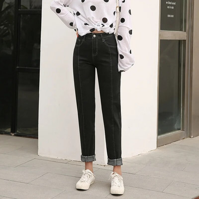 Boyfriend farmer Női Magas derekú Alkalmi Varrás Teljes hossz Anya Farmer Harem Nadrág 4XL 5XL