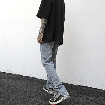 Ανδρικά ρούχα Hip Hop Jeans Μονόχρωμα Παντελόνια με μολύβι High Street Single Breasted Ανοιξιάτικο καλοκαιρινό σχιστό παντελόνι A056