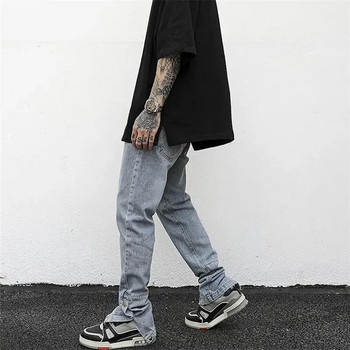 Ανδρικά ρούχα Hip Hop Jeans Μονόχρωμα Παντελόνια με μολύβι High Street Single Breasted Ανοιξιάτικο καλοκαιρινό σχιστό παντελόνι A056