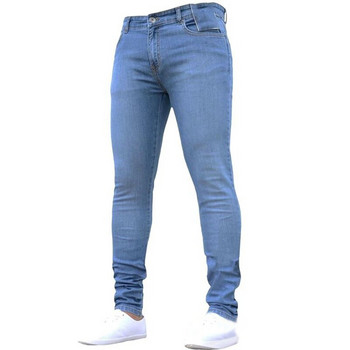 Ανδρικά τζιν Stretch Slim Fit Παντελόνια Streetwear Colthing Κλασικά Casual Παντελόνια Skinny Zipper Τζιν Ρούχα σχεδιαστών Μαύρα Μπλε