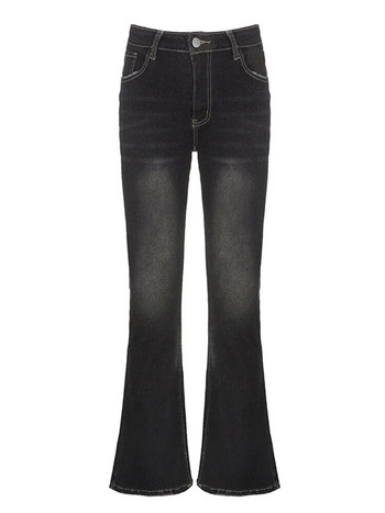 Vintage Grey Flare Jeans Γυναικεία Y2k Grunge Streetwear Ολόσωμο σέξι τζιν παντελόνι χαμηλού ύψους Lady Casual Harajuku Slim Jeans