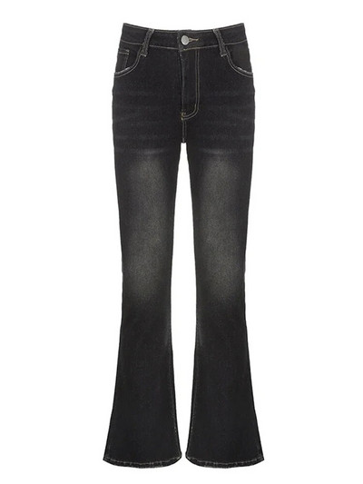 Vintage sive lepršave traperice Ženske Y2k Grunge Streetwear pune dužine seksi traper hlače niskog struka Lady Casual Harajuku Slim Jeans