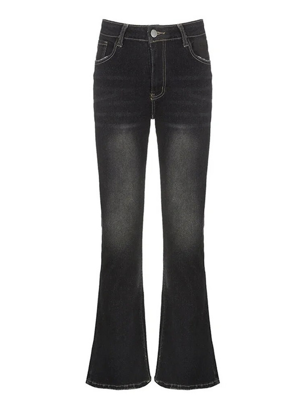 Vintage sive lepršave traperice Ženske Y2k Grunge Streetwear pune dužine seksi traper hlače niskog struka Lady Casual Harajuku Slim Jeans