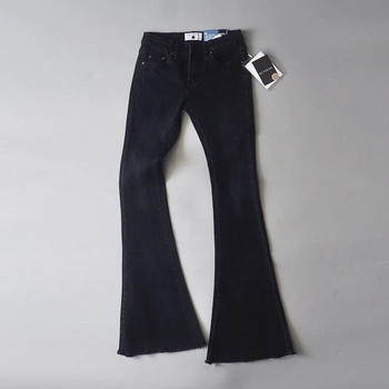 Винтидж кльощави дънки с ниска талия Сини черни дамски дънкови панталони High Street Тесни дълги панталони с камбанка