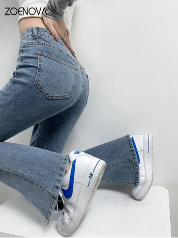 ZOENOVA Flared Jeans Γυναικείο ψηλόμεσο τζιν παντελόνι για γυναικείο μπλε μαύρο ελαστικό Skinny Fashion Classic Leisure παντελόνι με φαρδύ πόδι