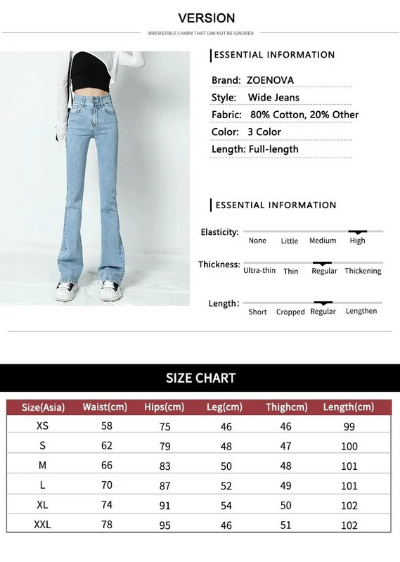 ZOENOVA Fashion Streetwear Elastične traperice Ženske Y2K lepršave uske traperice visokog struka Mom Jean Meke ležerne ženske odjeće Duge hlače Novo