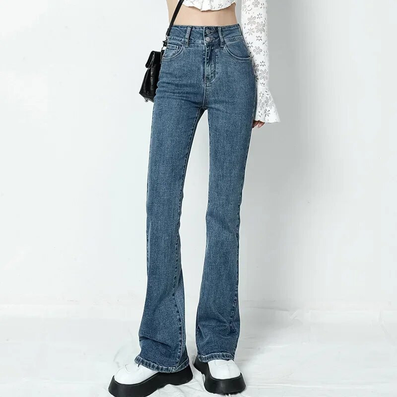 ZOENOVA Fashion Streetwear Elastične traperice Ženske Y2K lepršave uske traperice visokog struka Mom Jean Meke ležerne ženske odjeće Duge hlače Novo