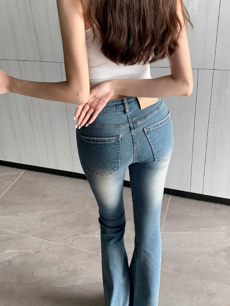 FRENCH SEXY S LINE Y2K PANTS JEANS JEANS ZA ŽENE VISOKOG STRUKA SLIM KNJIŽEVNE TRAPERICE-FORGUNROSES