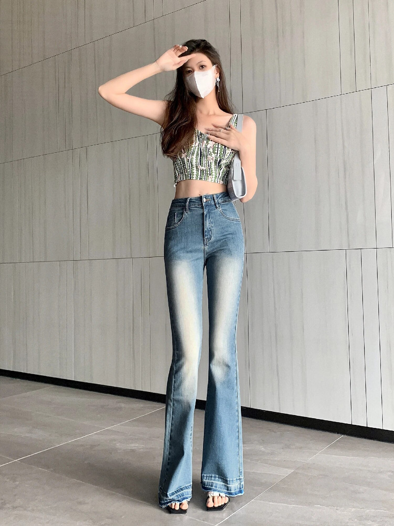 FRENCH SEXY S LINE Y2K PANTS JEANS JEANS ZA ŽENE VISOKOG STRUKA SLIM KNJIŽEVNE TRAPERICE-FORGUNROSES