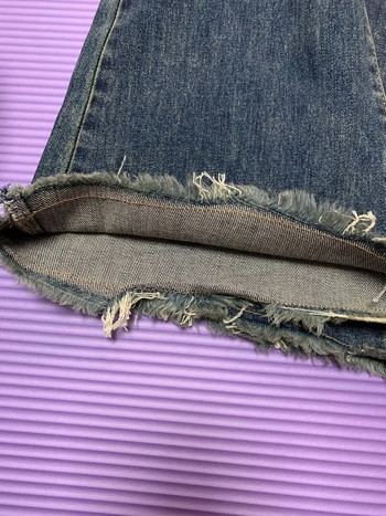 Vintage ψηλόμεσο μονόχρωμο Micro-lapel Jeans Woman American Style Do Old Raw Edge Slim Denim Drag Pants trend Παντελόνι