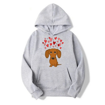 Νέο χαριτωμένο Dachshund Dog Hoodies Love Cartoon Print Ανδρικά Γυναικεία Φούτερ με κουκούλα Kawaii Πουλόβερ Ρούχα γυμναστικής Unisex