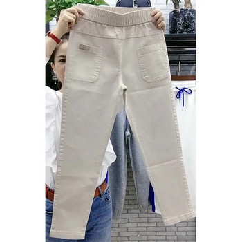 Изпрани памучни дънкови харем панталони Дамски пролетно лято Нов стил Свободни стари панталони с висока талия Каубойски панталони Дамски