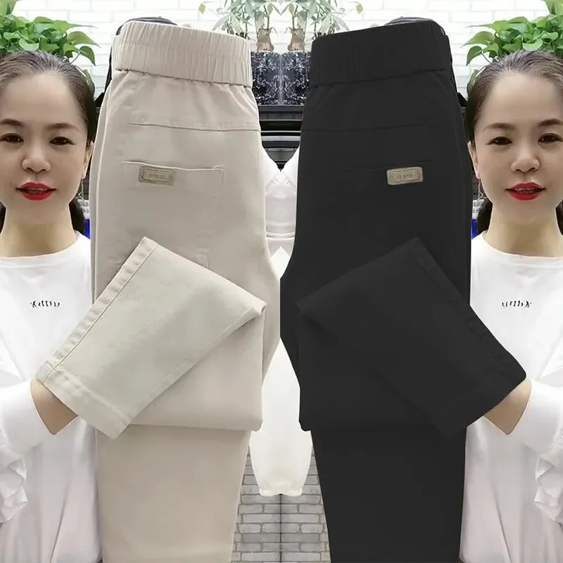 Mosott pamut farmer hárem nadrág női tavasz nyár új stílusú magas derekú bő régi nadrág Cowboy nadrág női