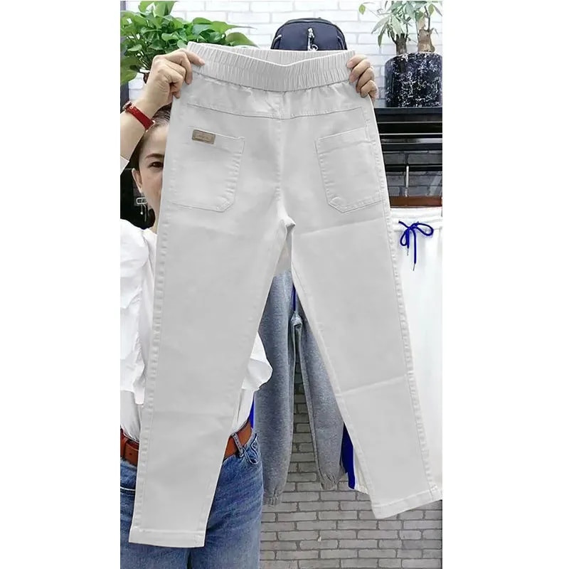 Mosott pamut farmer hárem nadrág női tavasz nyár új stílusú magas derekú bő régi nadrág Cowboy nadrág női