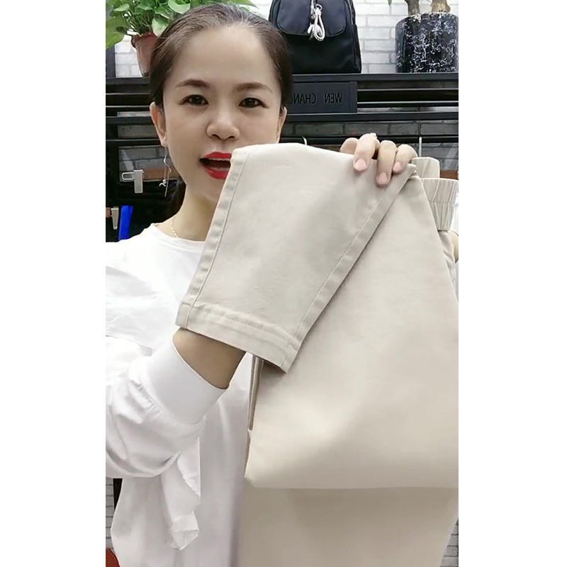 Mosott pamut farmer hárem nadrág női tavasz nyár új stílusú magas derekú bő régi nadrág Cowboy nadrág női