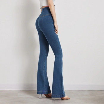 Γυναικείο τζιν τζιν με ψηλόμεσο πόδι σε σχήμα V, απλό casual τζιν μπλε