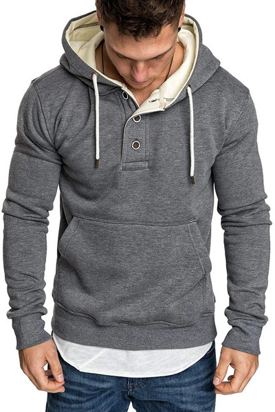 Solid Button Pocket Hoodies Men Sweatshirts 2023 Rapper Hip Hop Hooded Pullover Sweatershirt Male Clothes Sudadera Hombre