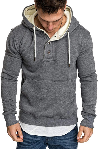 Hanorace cu buzunar cu buton solid, hanorace pentru bărbați, 2023, rapper, hip hop, cu glugă, pulover, haine pentru bărbați, sudadera pentru bărbați