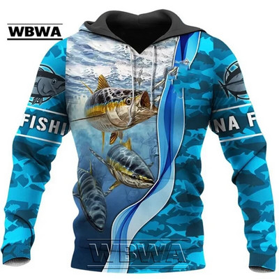 Hanorac cu glugă 3D Tuna Fishing pentru bărbați, îmbrăcăminte stradală Harajuku, pulover casual unisex, jachetă de toamnă, îmbrăcăminte sport. 2023 Nou