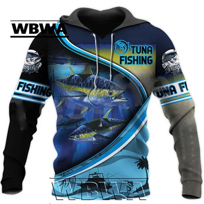 Hanorac cu glugă 3D Tuna Fishing pentru bărbați, îmbrăcăminte stradală Harajuku, pulover casual unisex, jachetă de toamnă, îmbrăcăminte sport. 2023 Nou