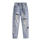 Neophil Boyfriend Loose Hole Ripped Ženske ljetne traperice Korejske hlače do gležnja Vintage modne S-5XL Ženske harem hlače P9711