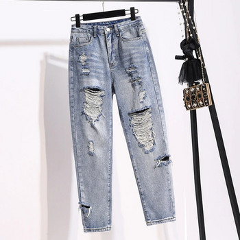 Neophil Boyfriend Loose Hole Ripped Women Summer Jeans Корейски панталони с дължина до глезена Vintage Fashion S-5XL Женски харем панталони P9711