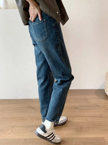 ZHISILAO Vintage Harem Jeans Дамски класически сини еластични прави дънкови панталони Streetwear 2023